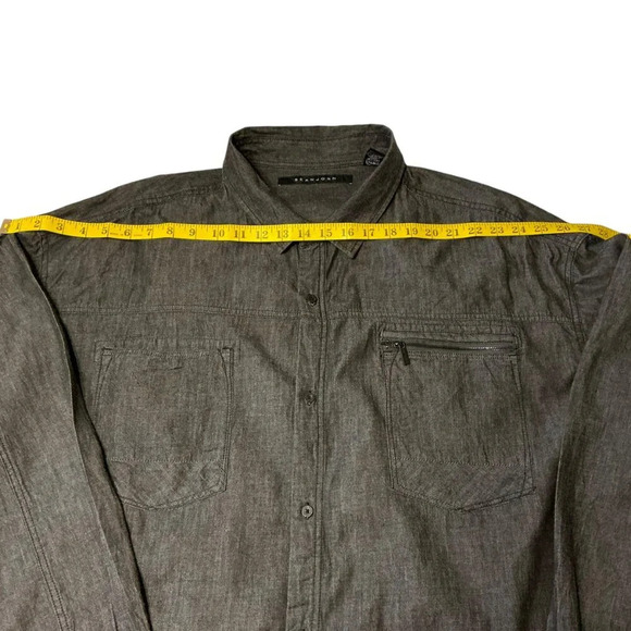 Sean John Black Button Down Heavy Cotton Shirt, 4XB - Picture 6 of 10